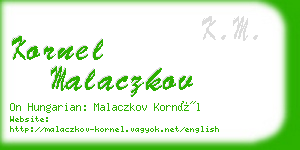 kornel malaczkov business card